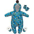 Baby Boys Girls Snowsuit Winter Romper Hooded Overall Down Coat Doule Zippers Jacket Outfit 3-24 Months (Blue,6-9 Months)