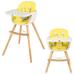 Costway 3-in-1 Convertible Wooden High Chair with Cushion-Yellow