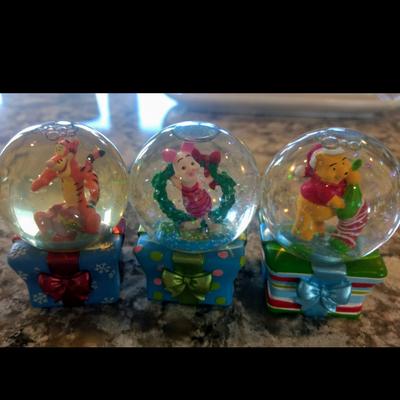 Disney Accents | Disney Winnie The Pooh Present Mini Snow Globes | Color: Blue/Red | Size: 2.25"