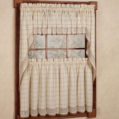 Adirondack Tier and Valance Set, 60 x 30, White/Bl...