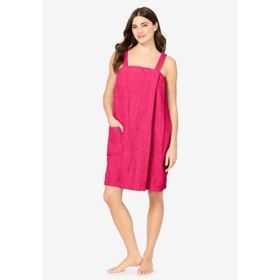 Plus Size Women's Dreams & Co.® Terry Towel Wrap by Dreams & Co. in Pink Burst (Size 14/16) Robe