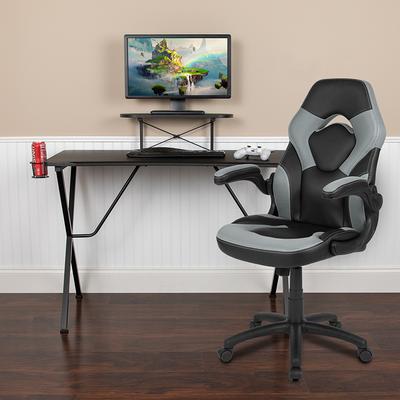 Black Gaming Desk & Chair Set - Flash Furniture BLN-X10RSG1031-GY-GG