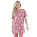 Plus Size Women's Print Notch-Neck Soft Knit Tunic by Roaman's in Desert Rose Painterly Bouquet (Size L) Short Sleeve T-Shirt