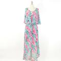 Anthropologie Dresses | Liefnotes Floral Chiffon Draped Hilow Hem Dress | Color: Green/Pink | Size: 6