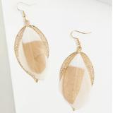 Torrid Jewelry | Gold-Tone Filigree & Feather Teardrop Earrings | Color: Gold/Tan | Size: Os