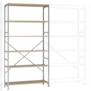 Breitfach-Steckregal Grundregal mit 6 Holzverbundböden, HxBxT = 2500 x 1280 x 600 mm Image