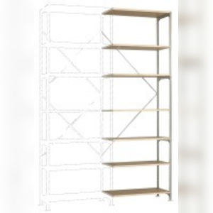 Mittelschweres Fachboden-Steckregal Anbauregal mit 7 Holzverbundböden, HxBxT = 3000 x 1000 x 300 mm Image