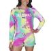 Women's Concepts Sport Seattle Seahawks Velodrome Tie-Dye Long Sleeve Top & Shorts Set