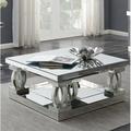 Rosdorf Park Acantha Floor Shelf Coffee Table w/ Storage Mirrored/Glass | 18.5 H x 39.75 W x 39.75 D in | Wayfair AE4ACE1CB8924BA484C4D0AFAB7CE37C