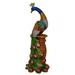 Bungalow Rose Bejeweled Lovely Peacock on Pedestal Figurine Crystal in Green | 7 H x 3 W x 3 D in | Wayfair E7FBF56A84D646489709242D70901E2F