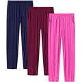 MoFiz Ladies Pyjama Bottoms Trousers Soft Modal Lounge Sleep PJ's Pants Nightwear Loungewear with Pockets (Navy,Wine-red, Rose red) Size L