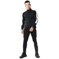 Fabrica Fashion New Men's Plain Stripe Panel Tracksuits 100% Polyester Slimfit Tracksuit Sets (Black-White, S)