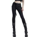 Punk Rave Women's Punk Stretch Leggings Street Style Contract Color Waist Webbing Buckle Daily Skinny Long Pants S Black