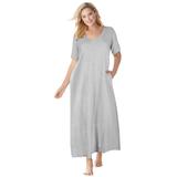 Plus Size Women's Long T-Shirt Lounger by Dreams & Co. in Heather Grey (Size 1X)