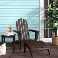 Three Posts™ Hartington 16 Piece Plastic/Resin Adirondack Chair w/ Ottoman & Table Wood in Brown | 35 H x 29 W x 36 D in | Wayfair