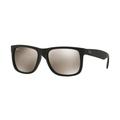 Ray-Ban RB4165 Standard Sunglasses Rubber Black Frame Light Brown Mirror Gold Lenses 622-5A-55