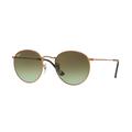 Ray-Ban Round Metal RB3447 Small Sunglasses Shiny Medium Bronze Frame Green Gradient Brown Lenses 9002A6-47