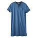 Men's Big & Tall Short-Sleeve Henley Nightshirt by KingSize in Heather Soft Blue (Size 7XL/8XL) Pajamas