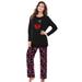 Plus Size Women's Long Sleeve Knit PJ Set by Dreams & Co. in Black Multi Heart (Size 14/16) Pajamas