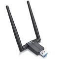 CSL - WLAN USB 3.2 Gen1 Stick 1300 MBit/s Dual Band - WiFi 2,4 + 5Ghz, 2 x 5 dBi Externe Antennen, Mini Adapter Stick, Wireless LAN, WLAN Dongle, hohe Geschwindigkeit, Für PC mit Windows 7 - 11