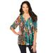 Plus Size Women's Tara Pleated Big Shirt by Roaman's in Emerald Paisley Garden (Size 20 W) Top