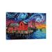 East Urban Home Motif I Night by Aja Trier - Painting Print Canvas in Blue/Brown/Red | 18 H x 26 W x 1.5 D in | Wayfair