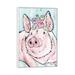 East Urban Home Pink Pig by Ashley Bradley - Painting Print Canvas/Metal in Blue/Green/Pink | 48 H x 32 W x 1.5 D in | Wayfair