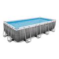 Bestway Power Steel Frame Pool Komplett-Set mit Filterpumpe 549 x 274 x 122 cm, Rattan-Optik (Schiefergrau), eckig