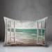 Rosecliff Heights Stickles Beach Window Outdoor Rectangular Pillow Cover & Insert Polyester/Polyfill blend in White | 14 H x 20 W x 1.5 D in | Wayfair