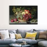 Charlton Home® Still life w/ a basket of fruit, 1627 by Johannes Bosschaert - Print on Canvas Metal in Green | 40 H x 60 W x 1.25 D in | Wayfair