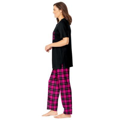 Plus Size Women's Graphic Tee PJ Set by Dreams & Co. in Black Hearts (Size 2X) Pajamas