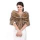 Aukmla 1920 Bride Wedding Faux Fur Shawl Wrap Bridal Fur Scarf Fur Wraps and Shawls for Women (Brown)