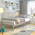 Panana Single Bed Solid Wood Bed Frame 3ft White Wooden For Adults, Kids, Teenagers (Grey + Wood)