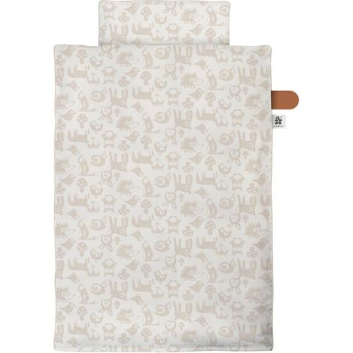 Satin Kinderbettwäsche Forest, straw beige, 100 x 135 + 40 x 60 cm