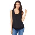 Plus Size Women's Lace Trim Satin Tank by Denim 24/7 in Black (Size 20 W)