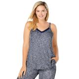 Plus Size Women's Marled Lace-Trim Sleep Tank by Dreams & Co. in Evening Blue Marled (Size 26/28) Pajama Top