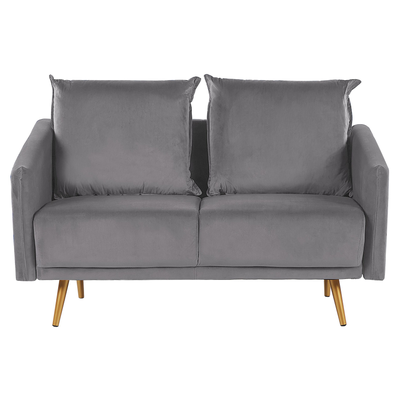 Sofa Grau Samtstoff 2-Sitzer 130 x 78 x 68 abnehmbare Kissenbezüge Minimalistisch Retro Wohnzimmer Flur Arbeitszimmer Mo