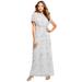 Plus Size Women's Glam Maxi Dress by Roaman's in Pearl Grey (Size 16 W) Beaded Formal Evening Capelet Gown