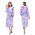 Coral Fleece Bathrobe,Ladies Luxurious Towelling Robe Wrap Housecoat Bathrobe Warm Soft & Cosy Dressing Gown for Women