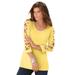 Plus Size Women's Lattice-Sleeve Ultimate Tee by Roaman's in Lemon Mist (Size 18/20) Shirt