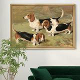 Red Barrel Studio® Basset Hounds - Picture Frame Painting Print on Canvas Canvas, Solid Wood in Green/White | 22.5 H x 30.5 W x 1.5 D in | Wayfair