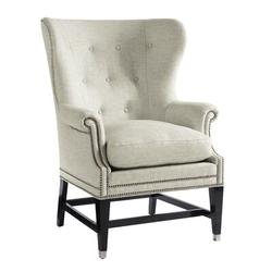 Wingback Chair - Lillian August Farrington 31" Wide Linen Wingback Chair Polyester in Black/Brown/Navy | 44 H x 31 W x 35 D in | Wayfair