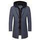 Mens Wool Trench Coat Winter Elegant Removable Hood Peacoat Thick Business Slim Fit Overcoat