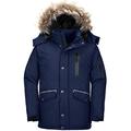 Wantdo Men's Winter Casual Parka Coat Water Resistant Outdoor Jacket Warm Cotton Padded Coat Windproof Outerwear Jacket Navy M