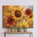 Sunflower Cheer - Wrapped Canvas Painting Metal in Indigo/Pink/Red Laurel Foundry Modern Farmhouse® | 30 H x 40 W x 1 D in | Wayfair