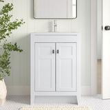 Sand & Stable™ Finley 24" Single Bathroom Vanity Set Wood/Marble in White | 35.02 H x 24.25 W x 18.75 D in | Wayfair
