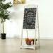 Rosalind Wheeler A-Frame Wood Standing Chalkboard Sign w/Display Shelf Wood in Brown/White | 45.27 H x 16.14 W x 16.53 D in | Wayfair