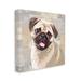 Stupell Industries Happy Pug Dog Beige Gray Patchwork Pattern by Keri Rodgers - Graphic Art Print Canvas | 30 H x 30 W x 1.5 D in | Wayfair