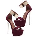 Holibanna Platform Sandals Platform Sandals Platform Heels Womens Sandals Super High Heel Stiletto Pumps Round Toe 16cm Heeled Platform Shoes Platform Sandals Platform Heels Platform Heels Claret