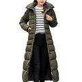 Petalum Women's Thickened Maxi Down Jackets Hooded Long Down Jacket Winter Parka Puffer Coat (12, Green)